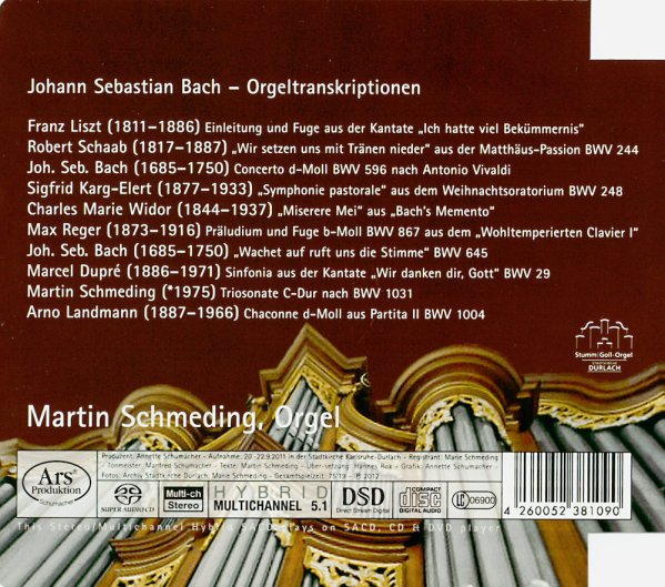 Bach - Orgeltranskriptionen mit Martin Schmeding (Orgel)